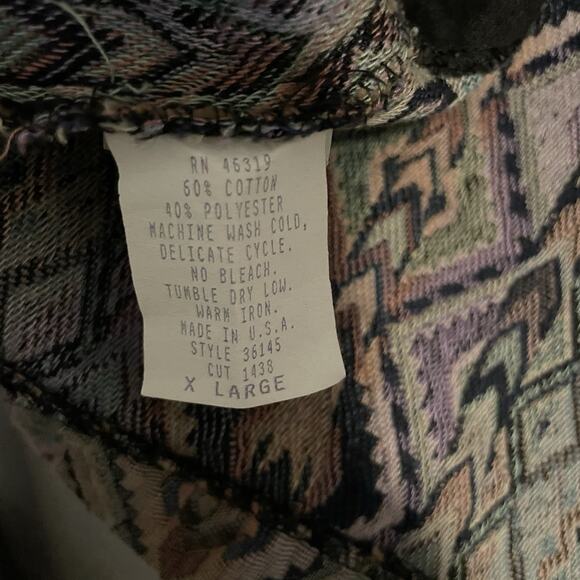 Vintage Bar N None Womens Vest XL Aztec Tapestry Cropped Open Southwestern FLAW - Picture 5 of 8